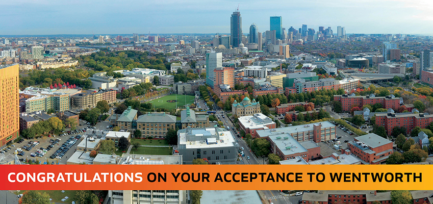 Arial view of Wentworth's campus.