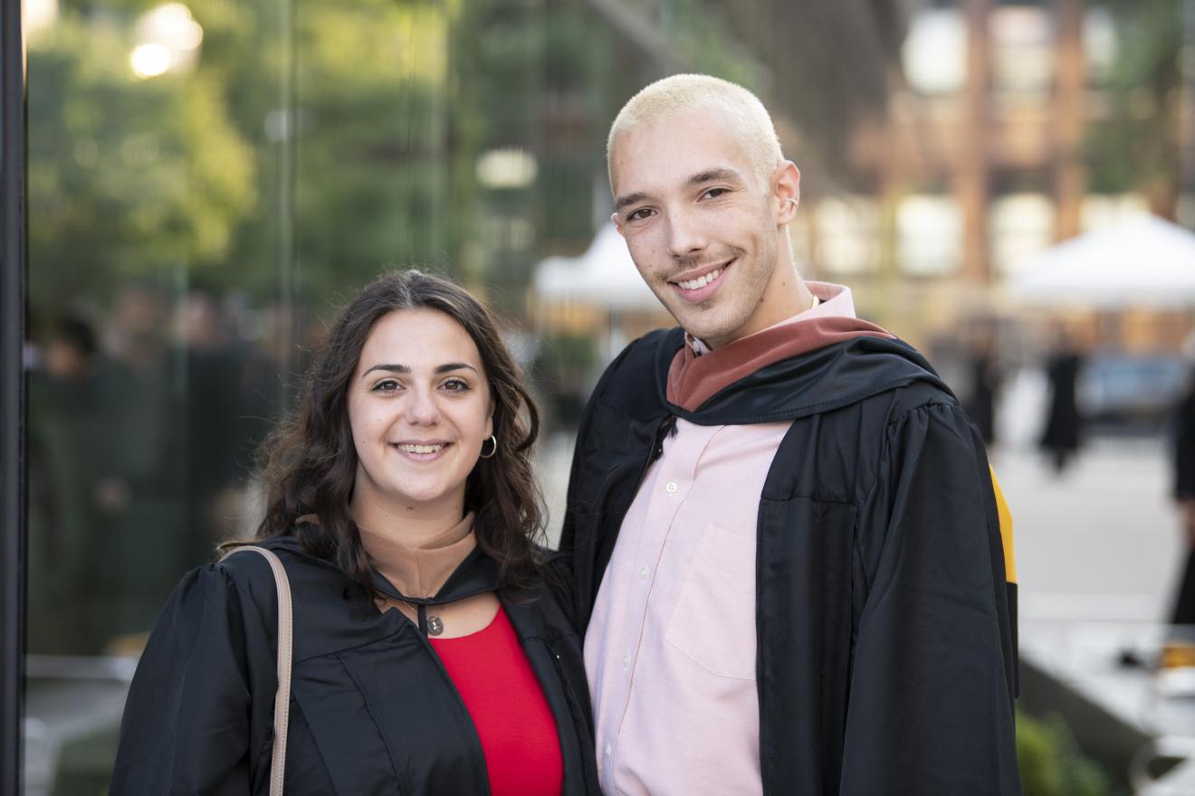 students in graduation gowns