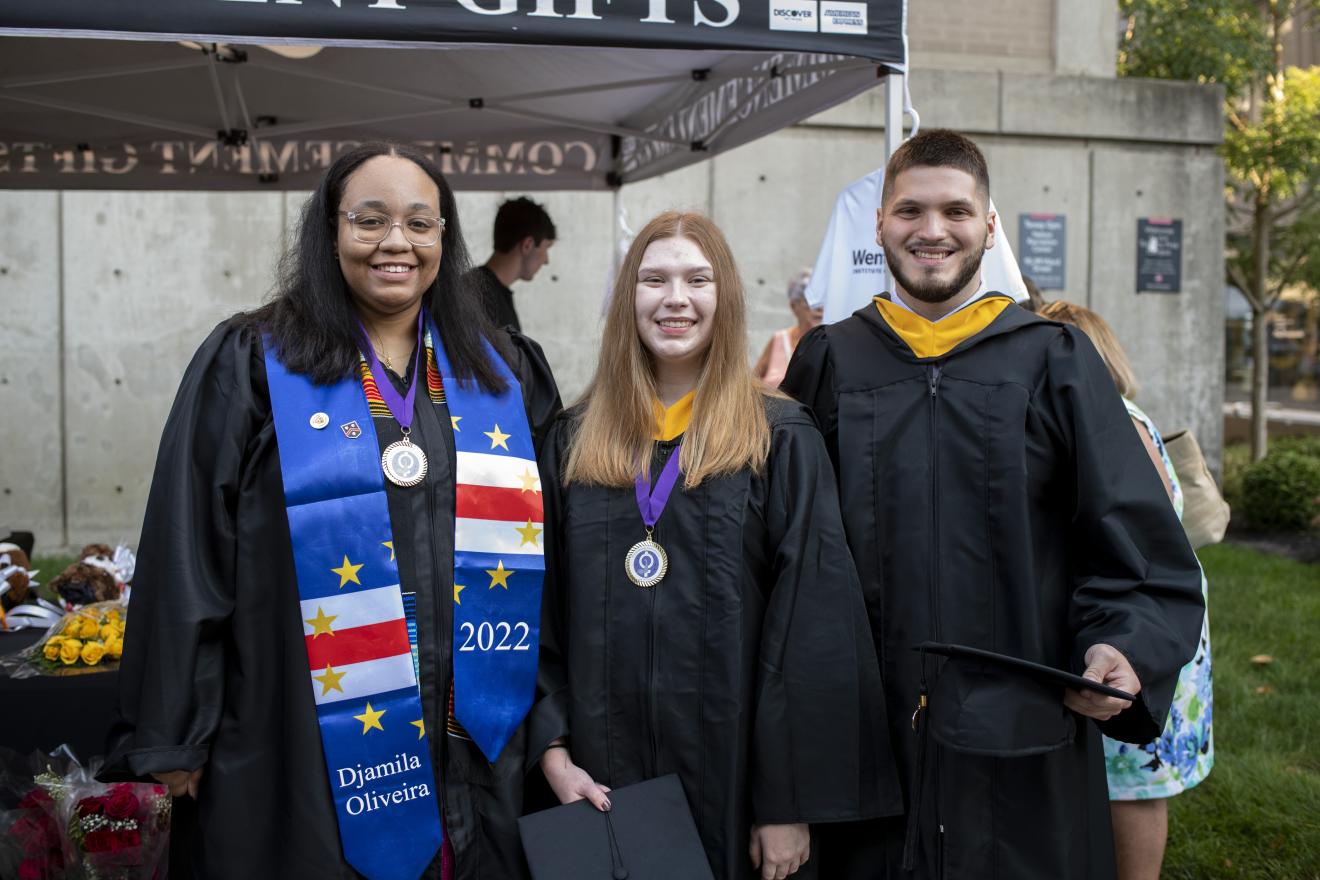 students in graduation gowns