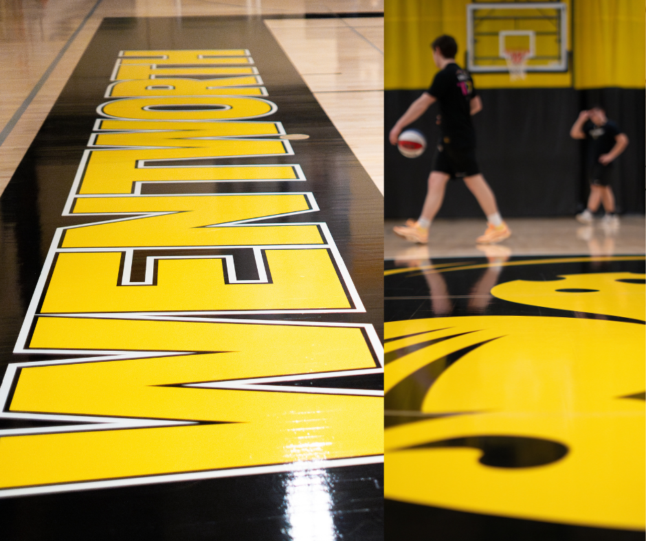 collage of basketball court