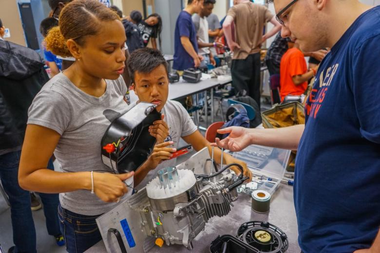 students building a machine