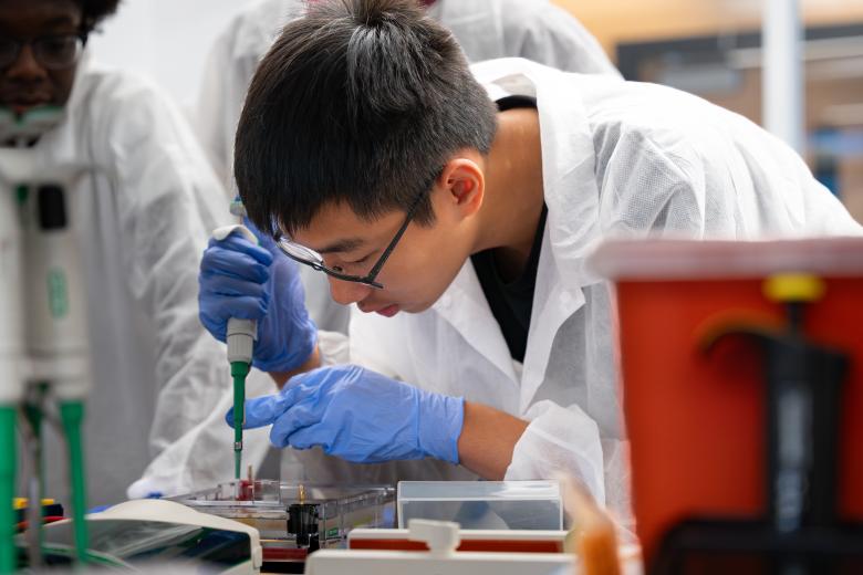 Student working on the lab