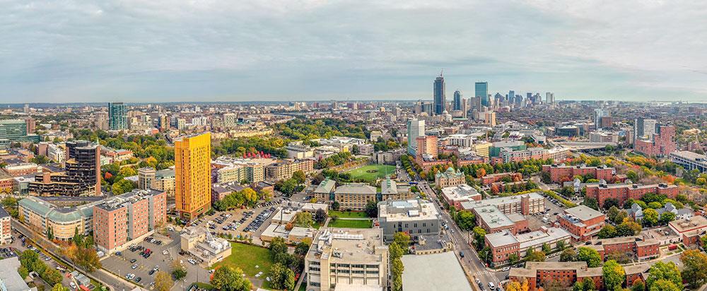 Aerial view of Wentworth's campus