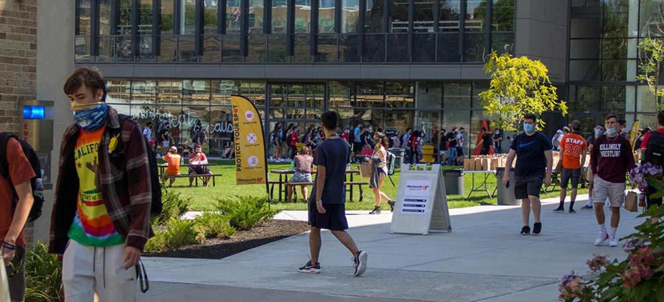 Students on the quad