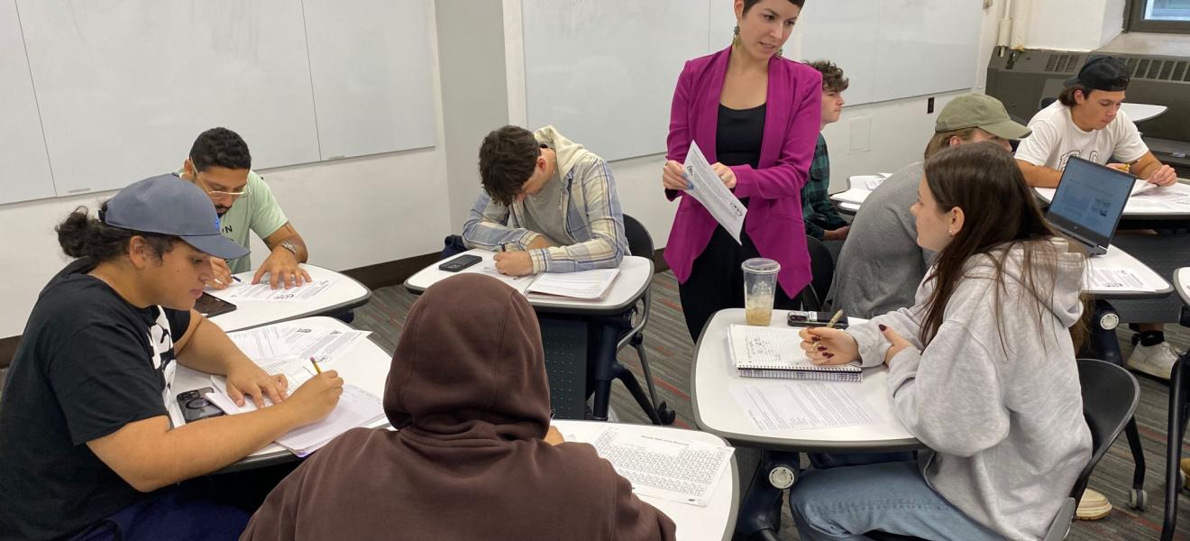 professor teaching to a small class